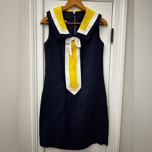 Vintage Stacy Ames Tweed Shift Dress Navy 1960s 1970s size 10